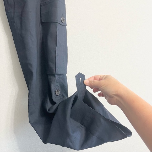 Theory Linen Blend Convertible Cargo Pants w Adjustable Lengths Navy Blue Sz 4 - Picture 6 of 9